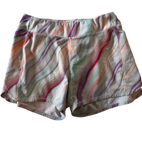 ATHLETA GIRL PRINTED RECORD BREAKER 3" SHORT XL 14 colorful athletic - Picture 3 of 11